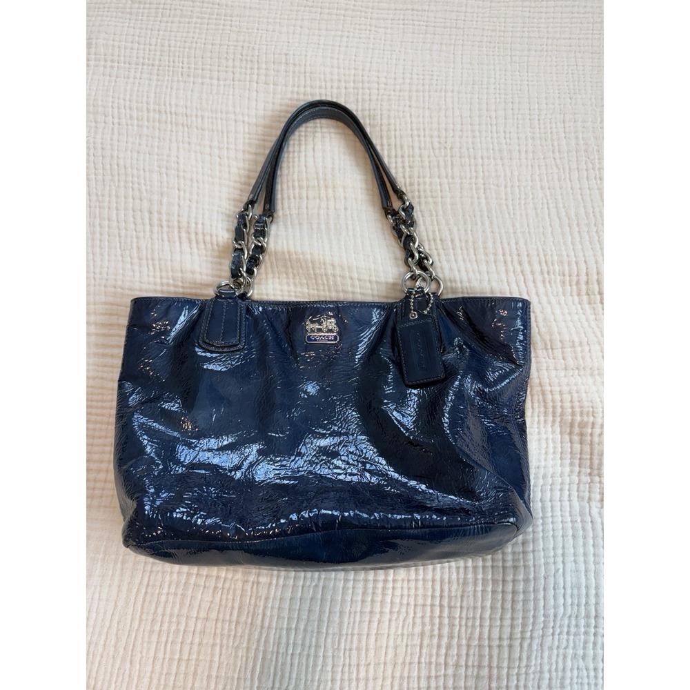 Vintage Y2K Coach Purse Madison Blue Patent Leather Shoulder Bag Old Money